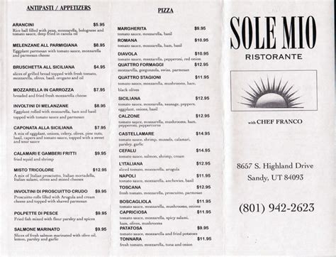 o sole mio pizzeria menu|o sole mio pizzeria newberry.